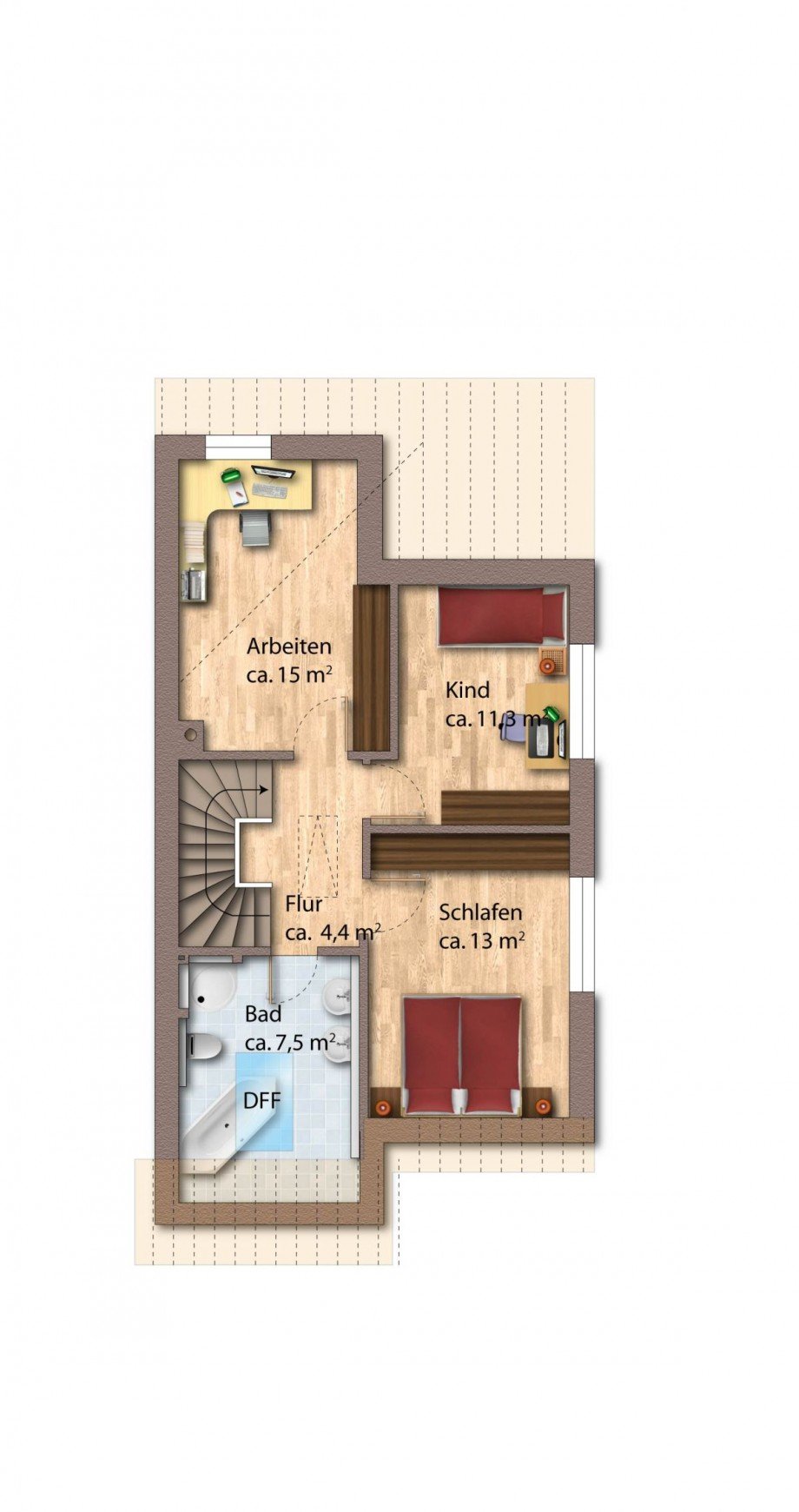 Grundriss Obergeschoss Doppelhaush�lfte M�nster-Roxel