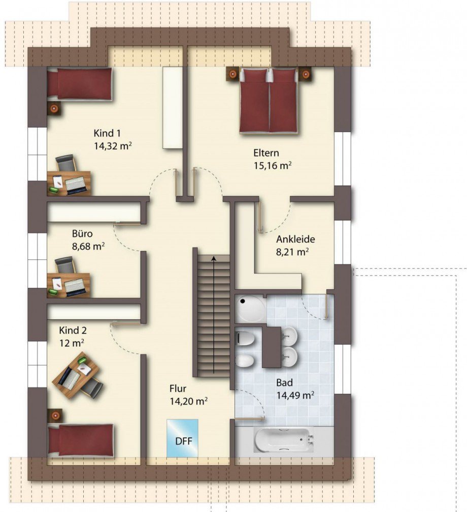 Grundriss Obergeschoss Einfamilienhaus Ahlen