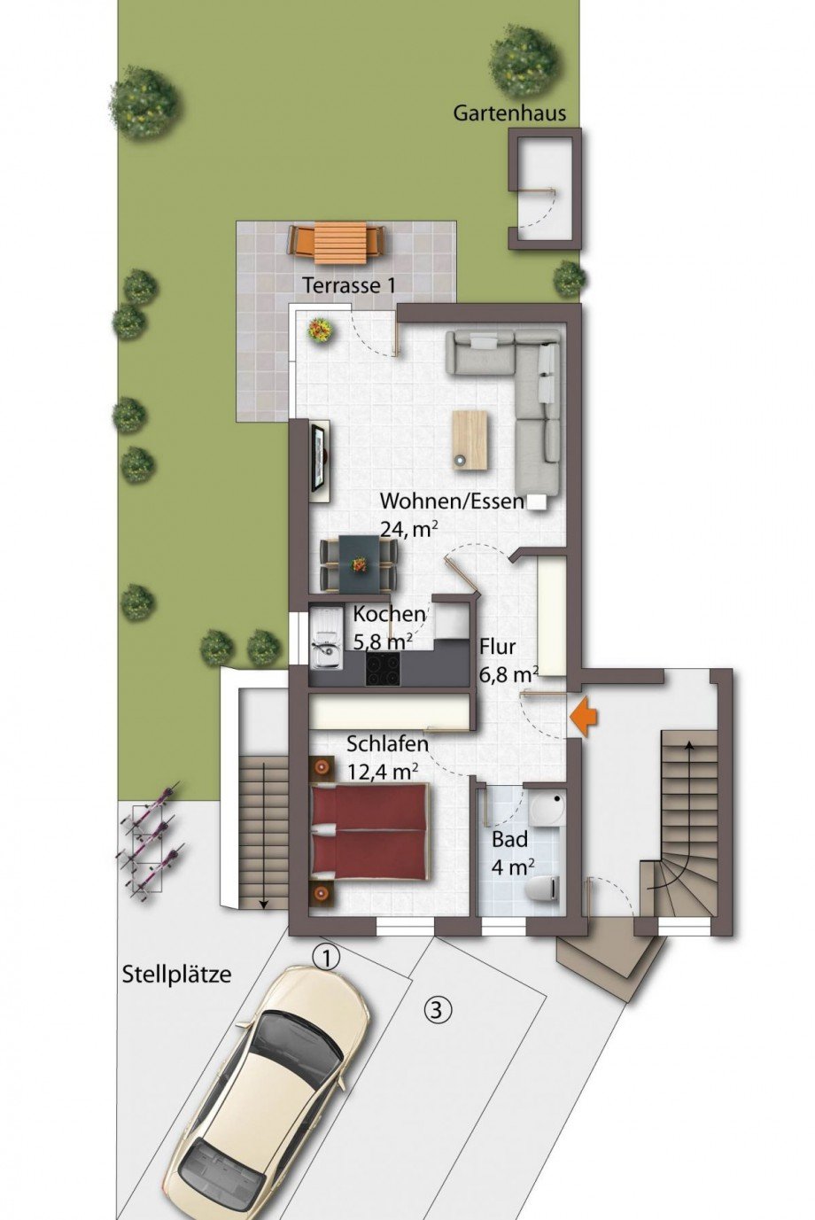 Grundriss Erdgeschosswohnung Havixbeck