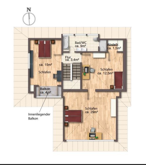 Grundriss Dachgeschoss Einfamilienhaus Coesfeld
