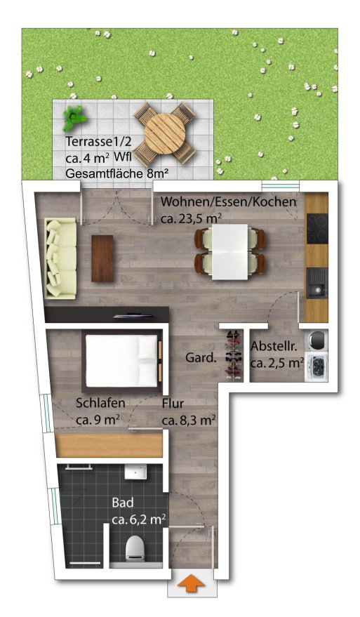 Grundriss Terrassenwohnung Nordrhein-Westfalen - Billerbeck