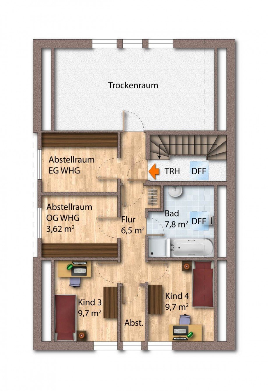 Grundriss WHG 2 DG + Nutzfl�che Mehrfamilienhaus Rosendahl-Holtwick