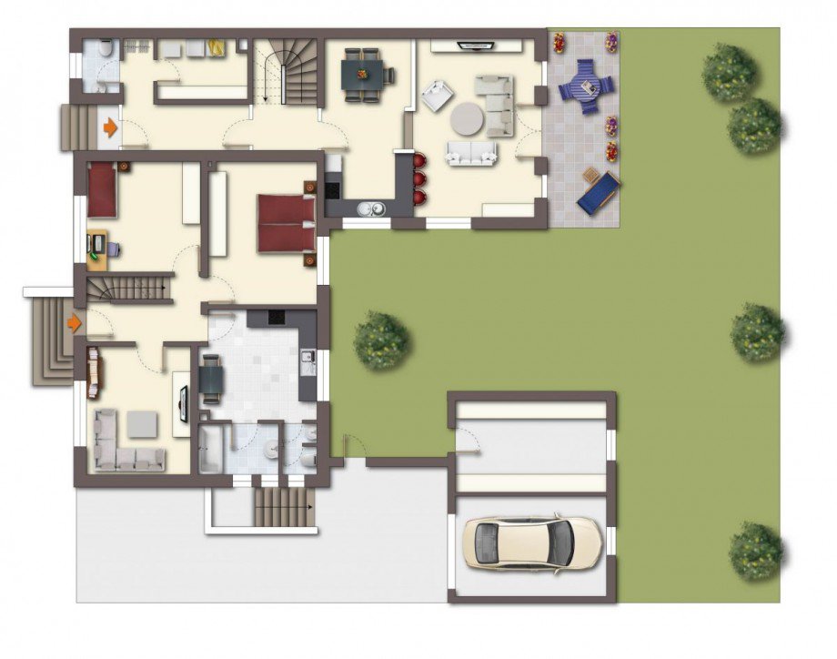 Grundriss Erdgeschoss Zweifamilienhaus Billerbeck