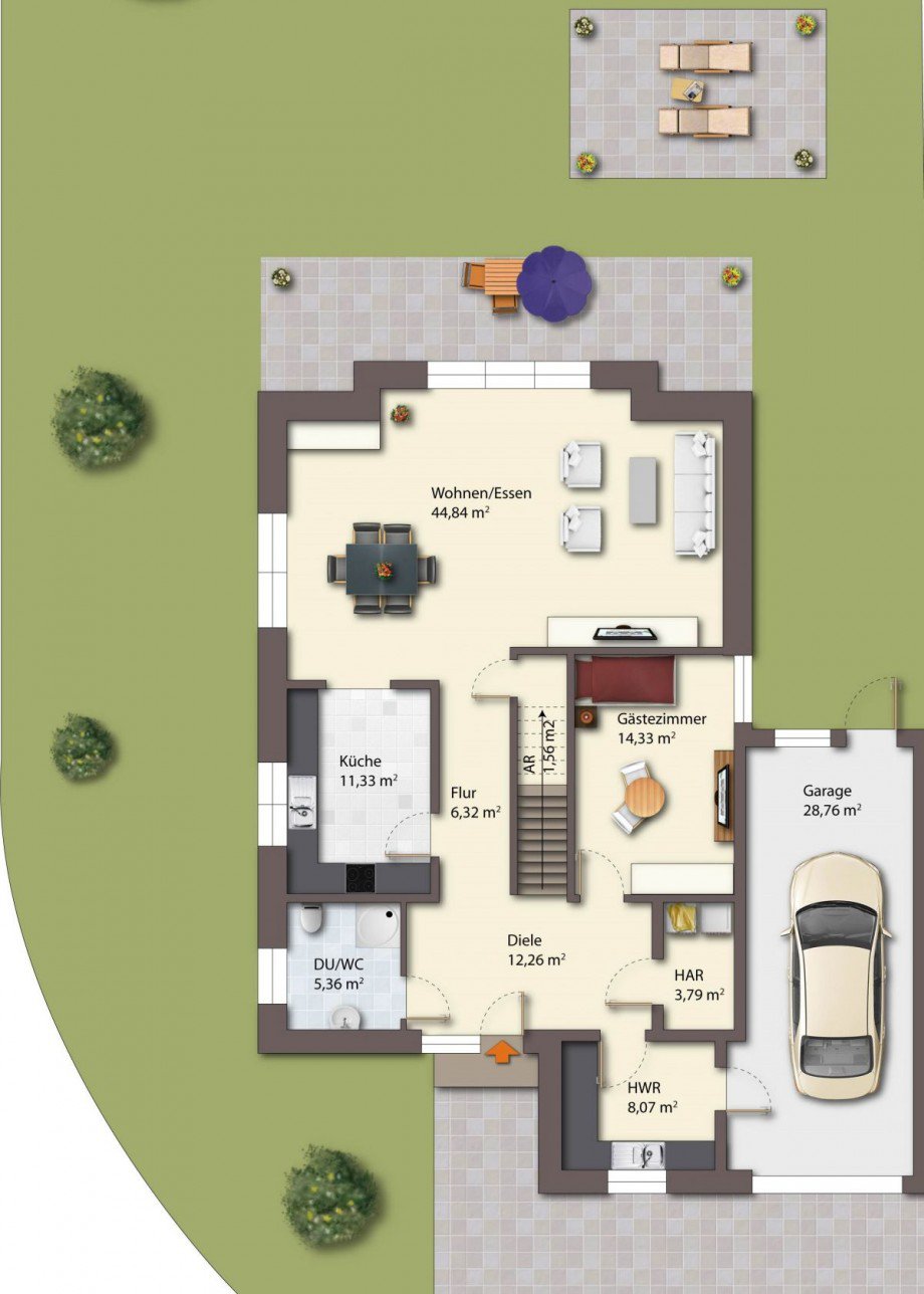 Grundriss Erdgeschoss Einfamilienhaus Ahlen