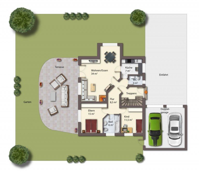 Grundriss Erdgeschoss-WHG Billerbeck Erdgeschosswohnung 3-ZIMMER-ERDGESCHOSS-WOHNUNG MIT GARTEN