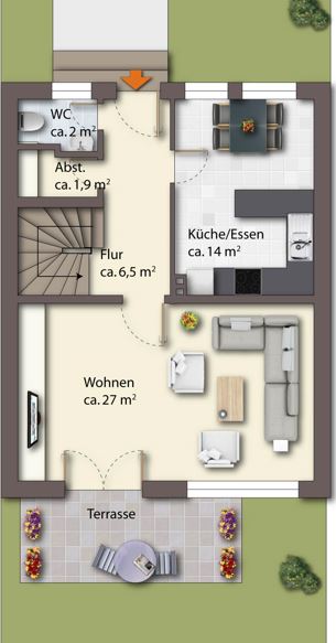 Grundriss Erdgeschoss Billerbeck Reihenendhaus Reihenendhaus in Billerbeck