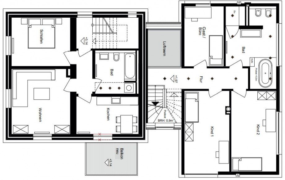 Grundriss Obergeschoss Mehrfamilienhaus Coesfeld