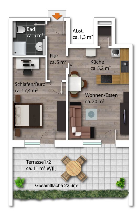 Grundriss WHG Terrassenwohnung Coesfeld